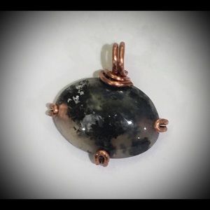 Black plume agate pendant